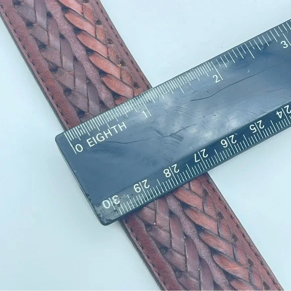 Vintage 1991 Brighton Leather Concho Braided Belt Men’s Women’s Unisex 42 - Picture 11 of 12